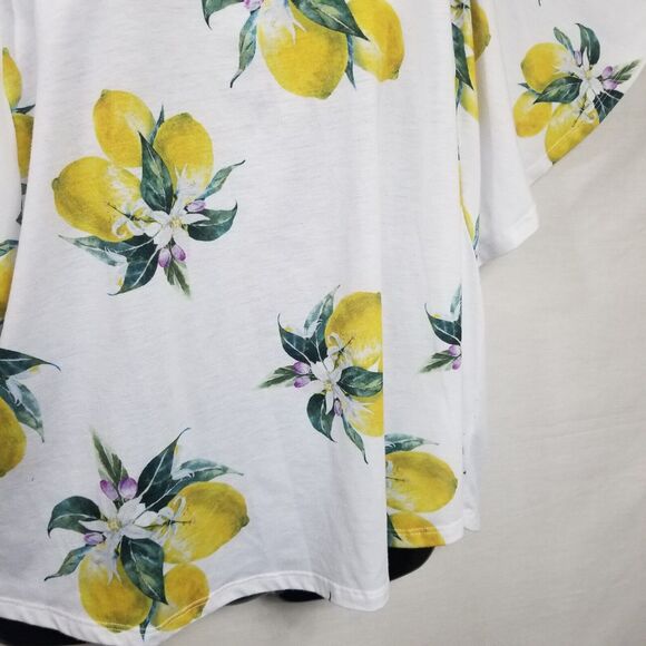 Astrologie Botanical Lemon Print Top Flutter Short Sleeve Women's Size Large - Picture 8 of 14